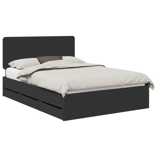 vidaXL Bed Frame with Drawer Black 150 x 200 cm Engineer Wood