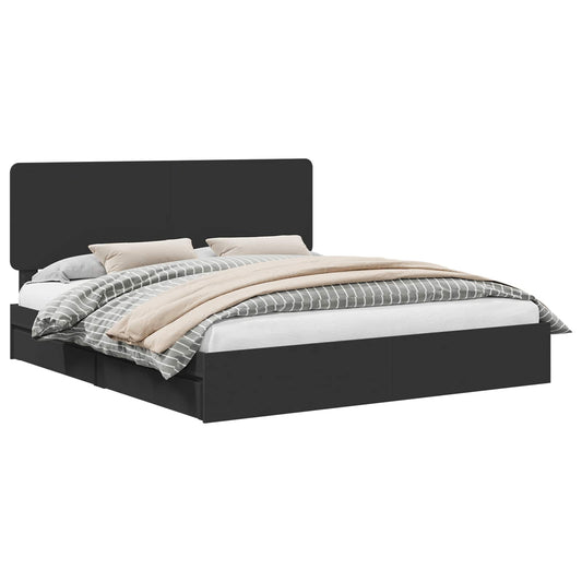 vidaXL Storage Bed with Headboard Black 200 x 200 cm Engineered Wood