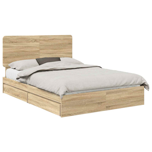 vidaXL Storage Bed with Drawer Sonoma Oak 140 x 200 cm Engineered Wood