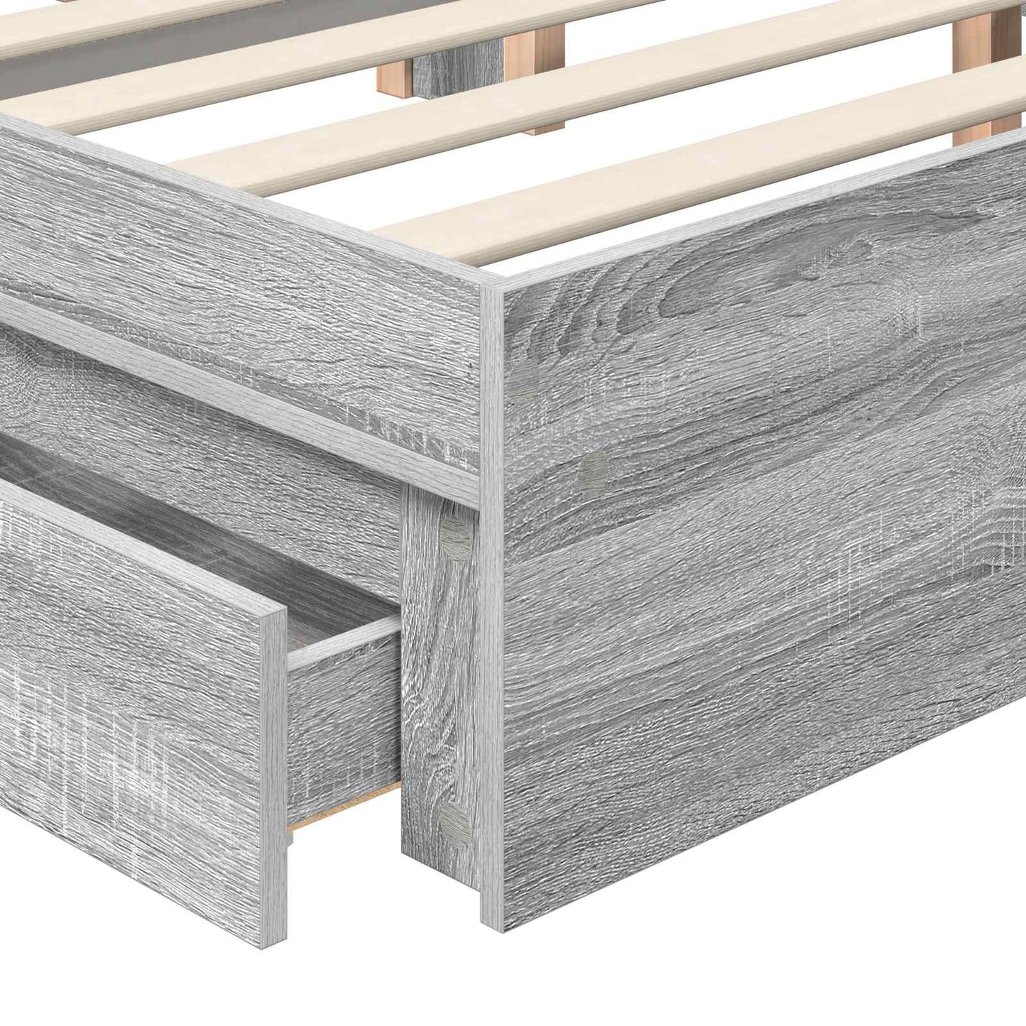 vidaXL Storage Bed Grey Sonoma 140 x 200 cm Engineered Wood