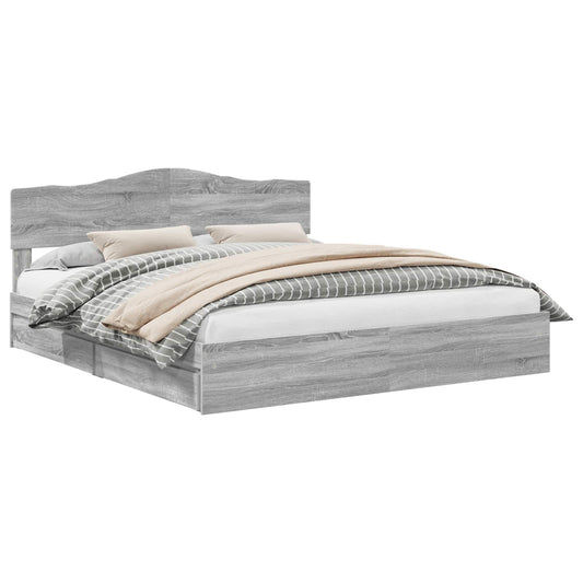 vidaXL Bed Frame Grey Sonoma 200 x 200 cm Solid Pine Wood
