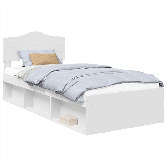 vidaXL Bed Frame with Headboard White 90 x 190 cm Solid Pine Wood