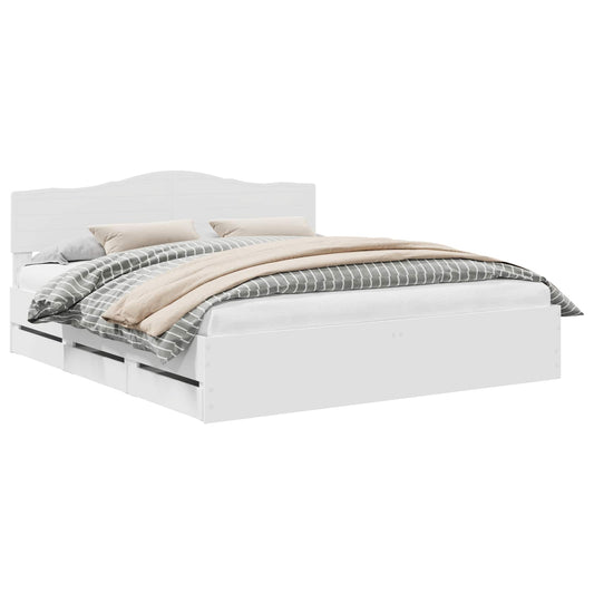 vidaXL Bed Frame with Drawer White 200 x 200 cm Engineer Wood