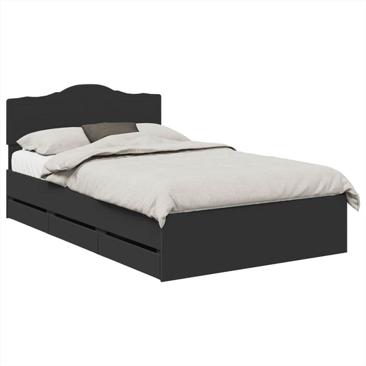 vidaXL Bed Frame with Drawer Black 120 x 190 cm Engineer Wood