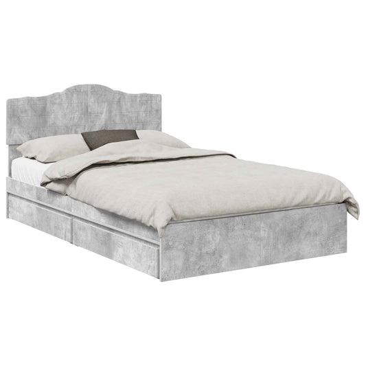 vidaXL Storage Bed Concrete Grey 135 x 190 cm Engineered Wood