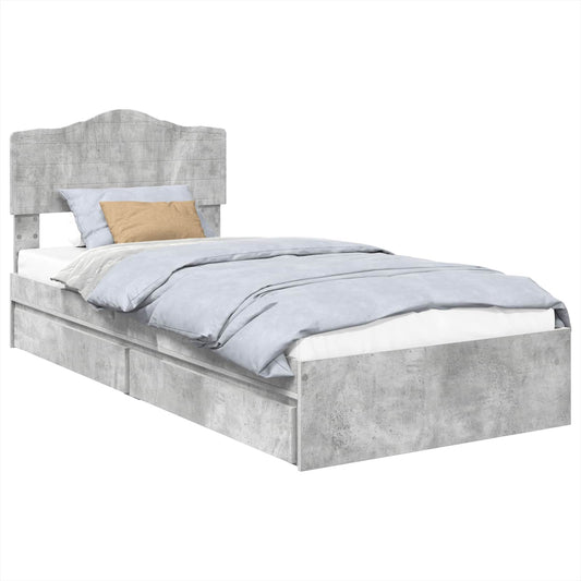 vidaXL Storage Bed Concrete Grey 90 x 190 cm Engineered Wood