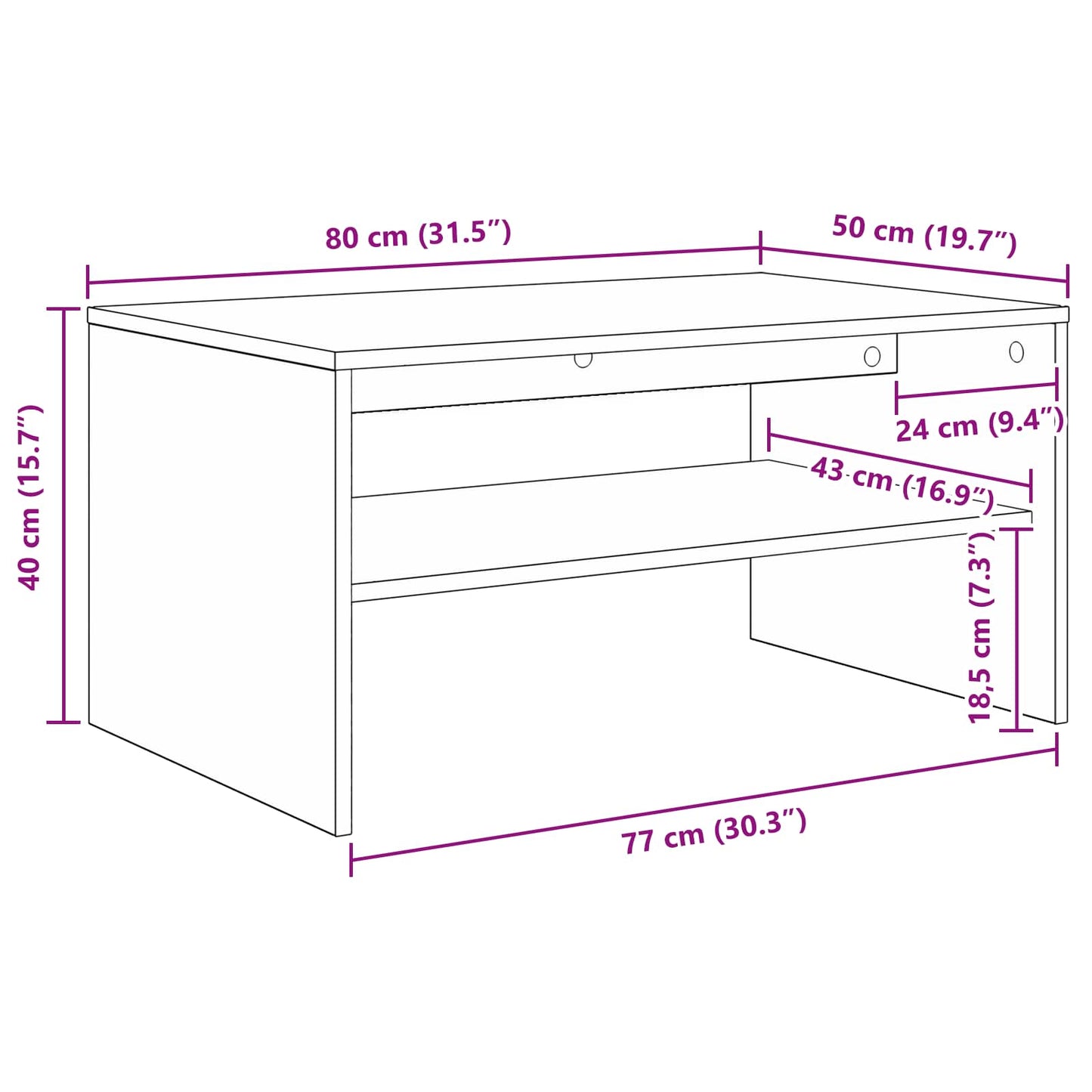 vidaXL Coffee Table White 80 x 50 x 40 cm Engineered Wood