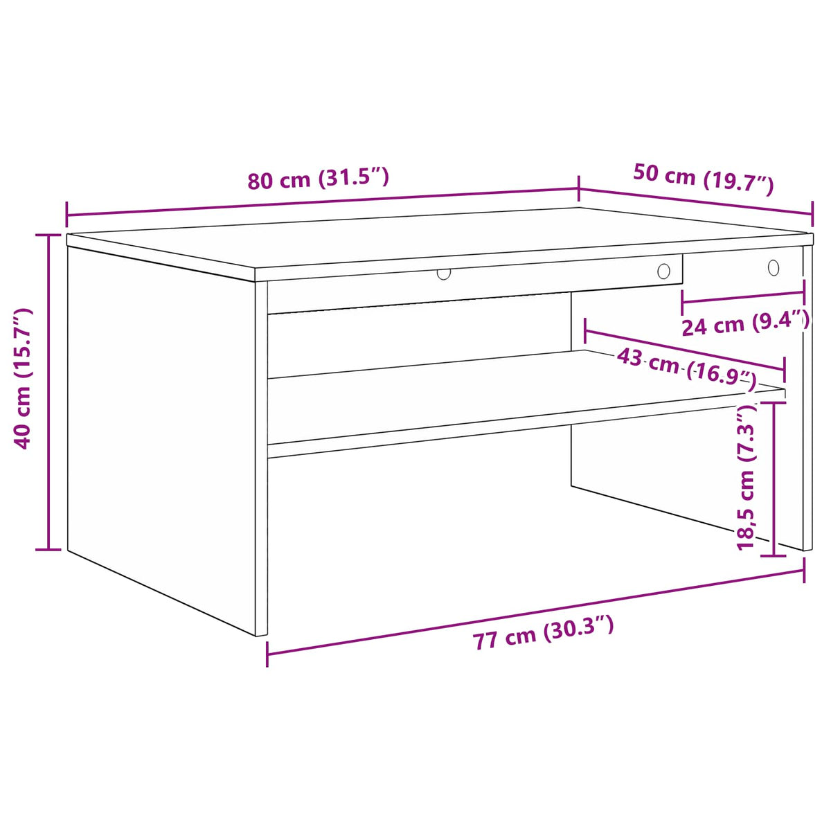 vidaXL Coffee Table White 80 x 50 x 40 cm Engineered Wood