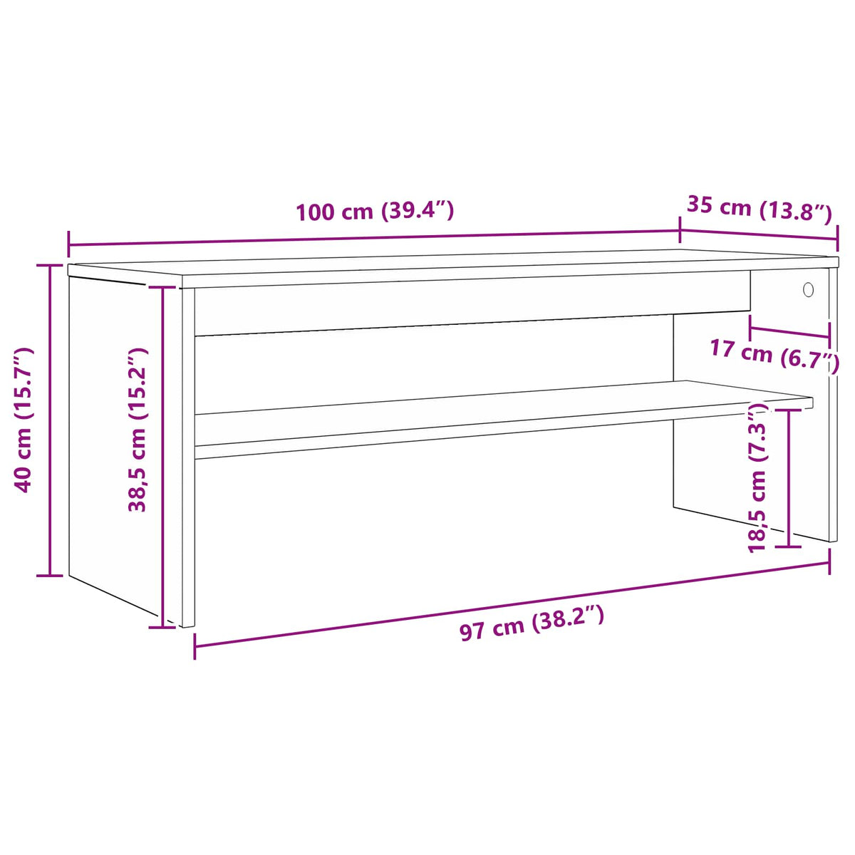 vidaXL TV Cabinet 100 x 35 x 40 cm White Engineered Wood