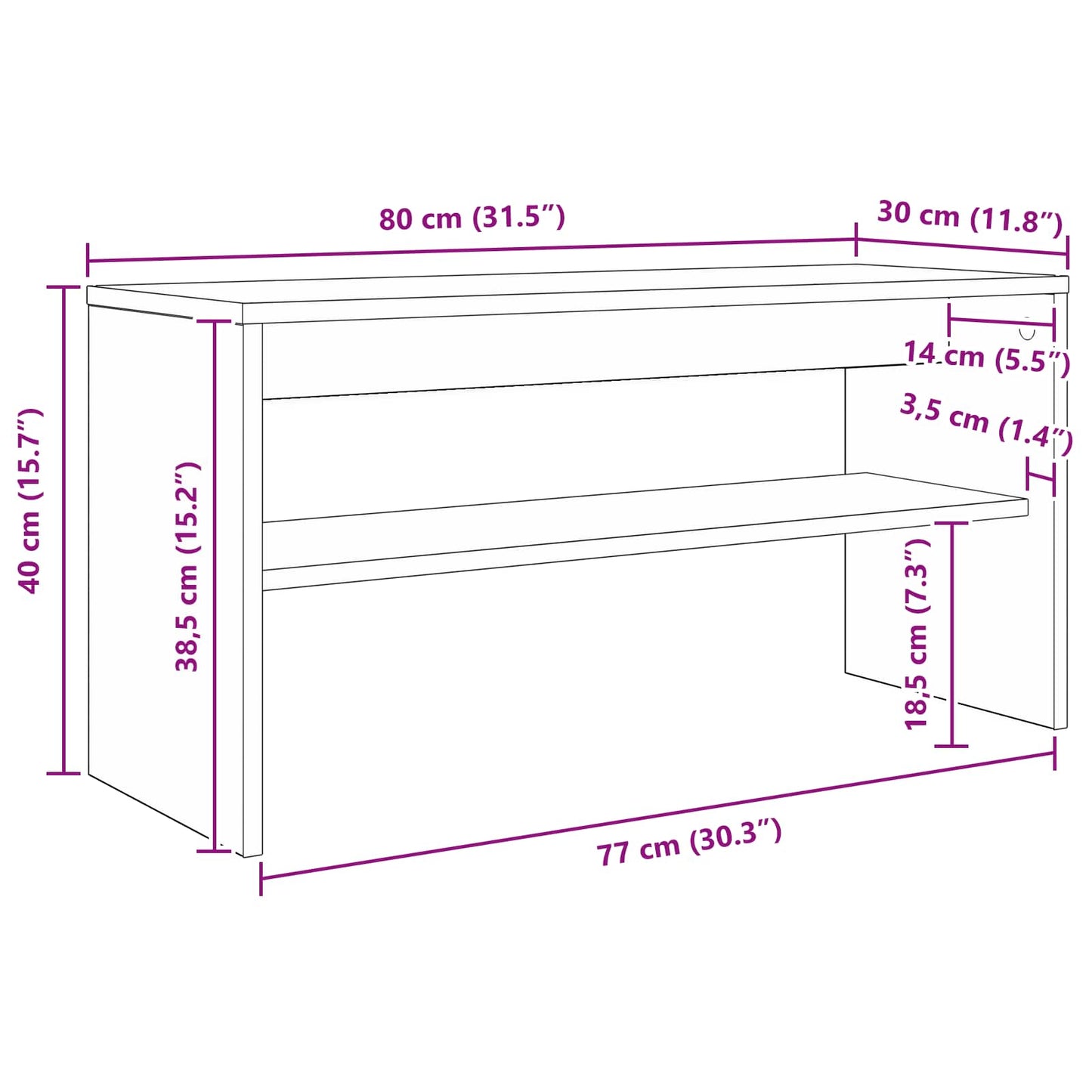 vidaXL TV Cabinet Sonoma Oak 80 x 30 x 40 cm Engineered Wood