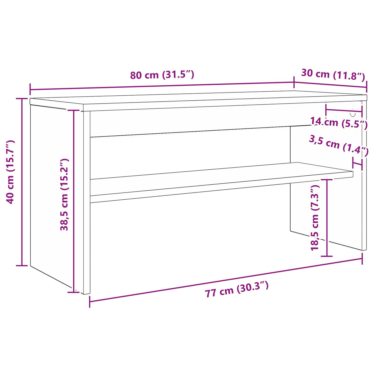 vidaXL TV Cabinet 80 x 30 x 40 cm Smoked Oak Engineered Wood