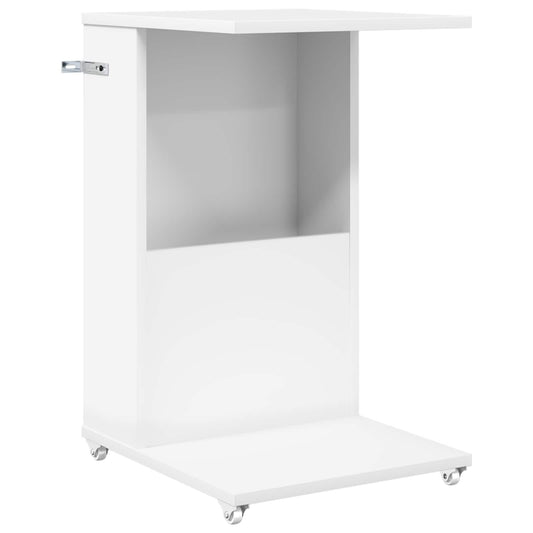 vidaXL Side Table with Wheel White 40 x 35 x 60 cm Engineered Wood