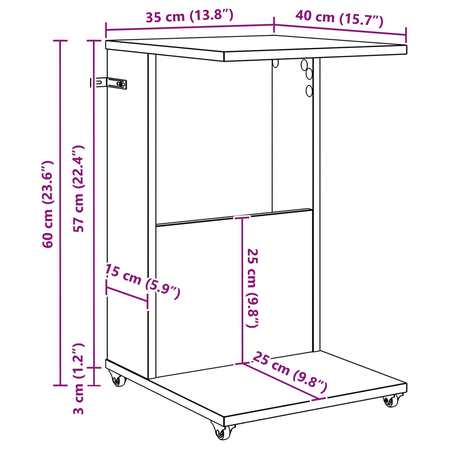 vidaXL Side Table Grey Sonoma 40 x 35 x 60 cm Engineered Wood