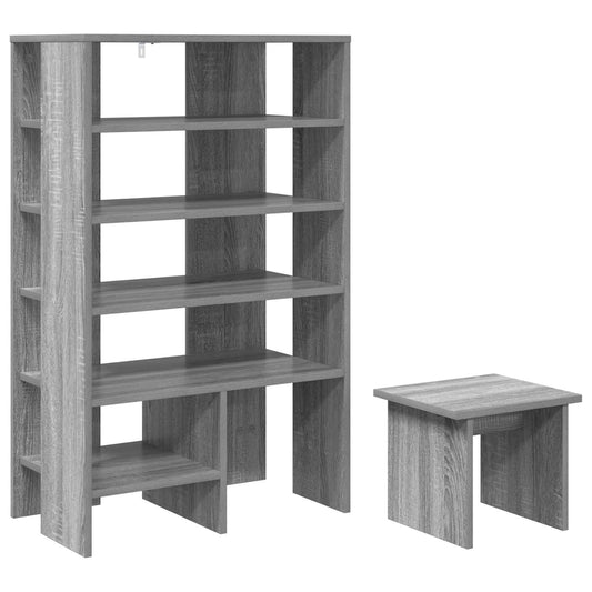 vidaXL Shoe Cabinet with Shelf 2 pcs Grey Sonoma Engineered Wood