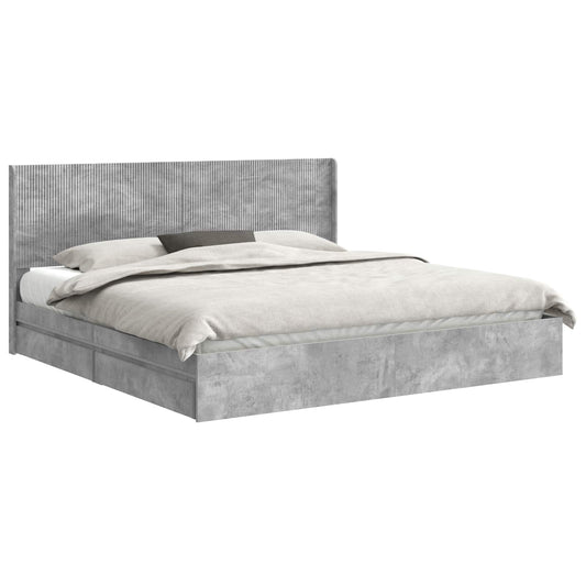 vidaXL Bed Frame with Storage and Headboard Concrete Grey 200 x 200 cm