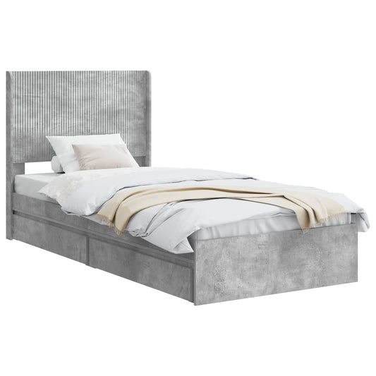 vidaXL Bed Frame with Storage and Headboard Concrete Grey 90 x 190 cm