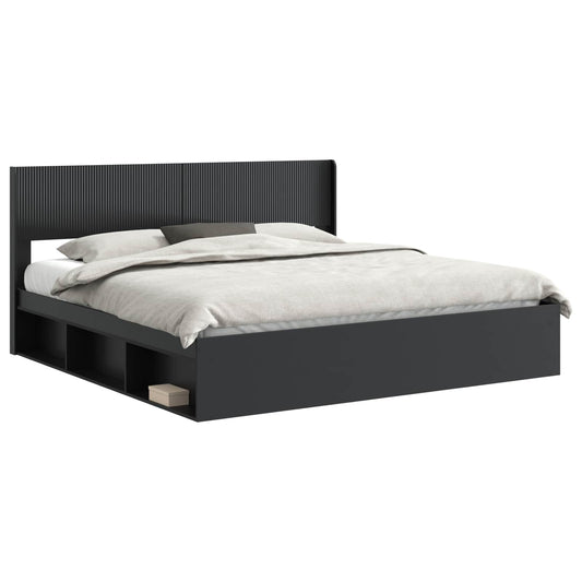 vidaXL Bed Frame with Storage and Headboard Black 180 x 200 cm