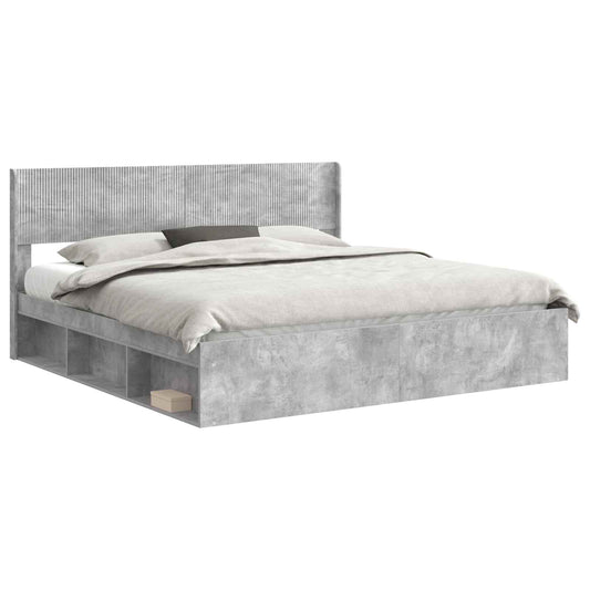 vidaXL Bed Frame with Storage and Headboard Concrete Grey 180 x 200 cm