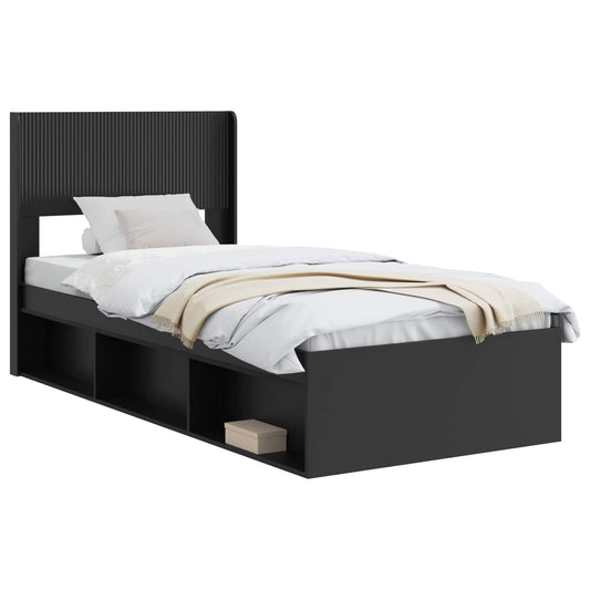 vidaXL Bed Frame with Storage and Headboard Black 75 x 190 cm