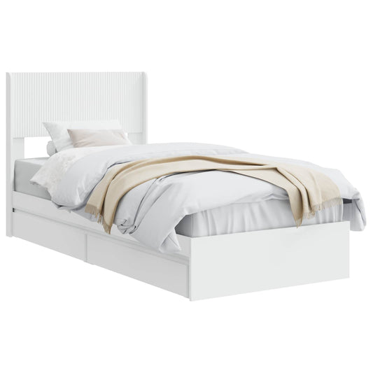 vidaXL Bed Frame with Storage and Headboard White 90 x 200 cm