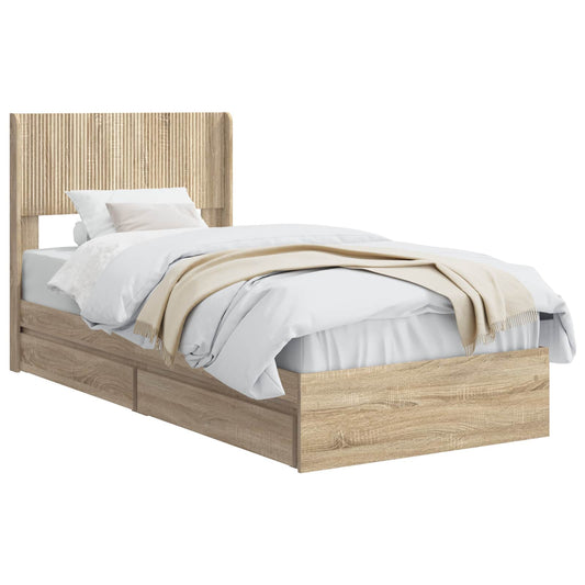 vidaXL Bed Frame with Storage and Headboard Sonoma Oak 90 x 200 cm