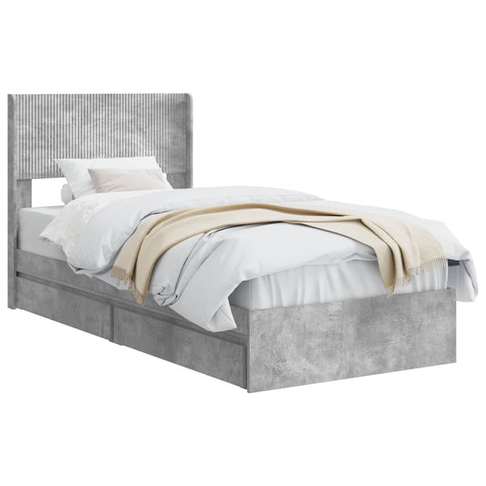 vidaXL Bed Frame with Storage and Headboard Concrete Grey 90 x 190 cm