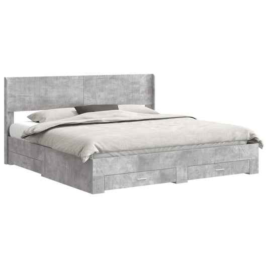 vidaXL Bed Frame with Storage and Headboard Concrete Grey