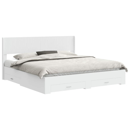 vidaXL Bed Frame with Storage and Headboard White Engineered Wood