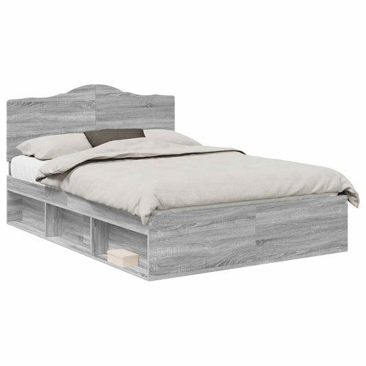 vidaXL Bed Frame Grey Sonoma 150 x 200 cm Solid Pine Wood