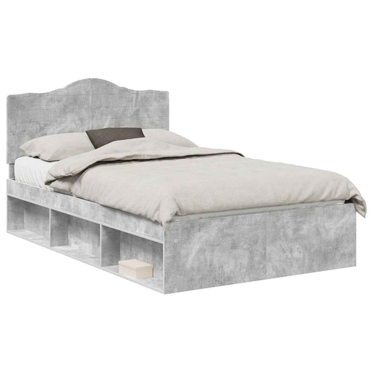 vidaXL Bed Frame Concerte Grey 135 x 190 cm Solid Pine Wood
