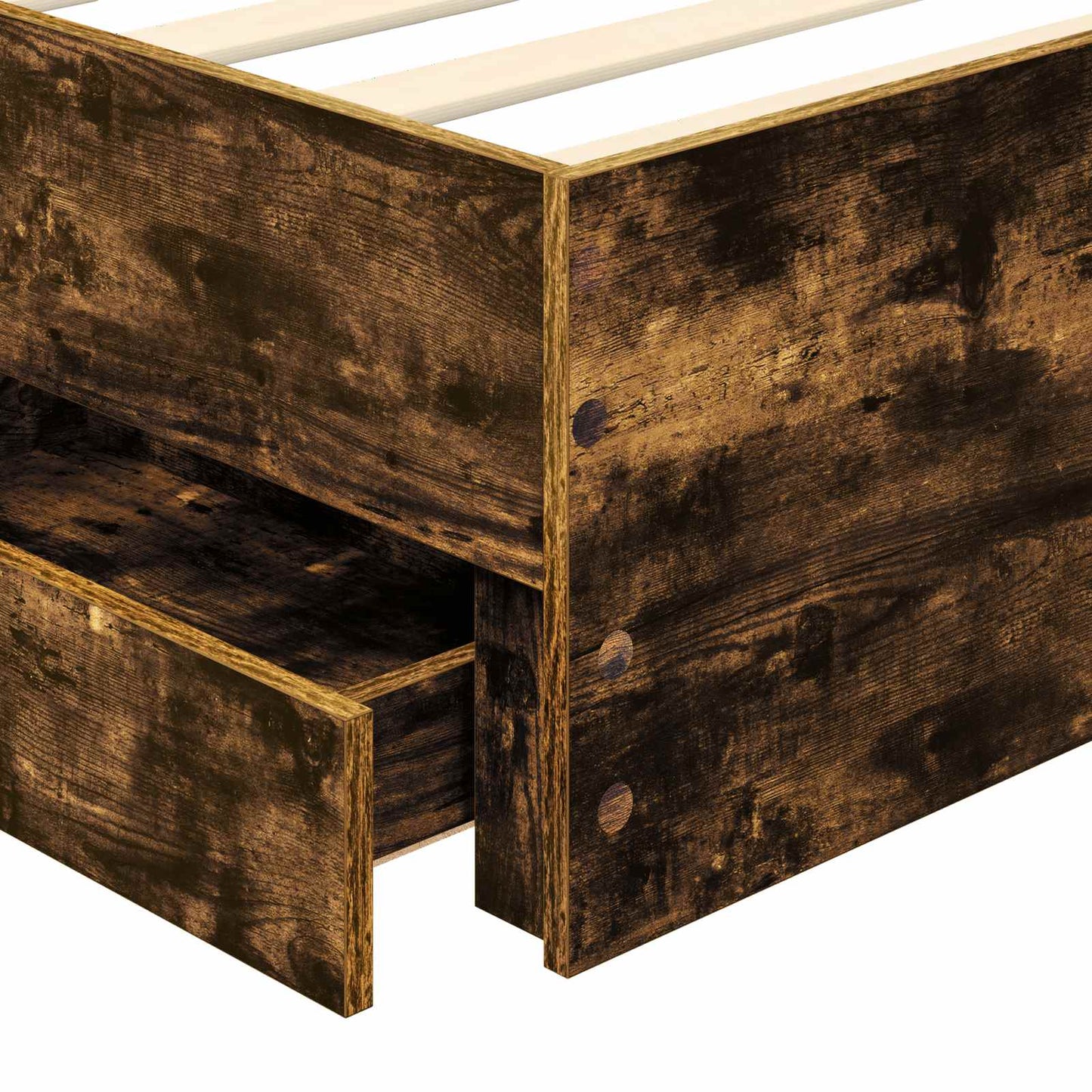 vidaXL Bed Frame with Drawer Smoked Oak 100 x 200 cm Engineer Wood