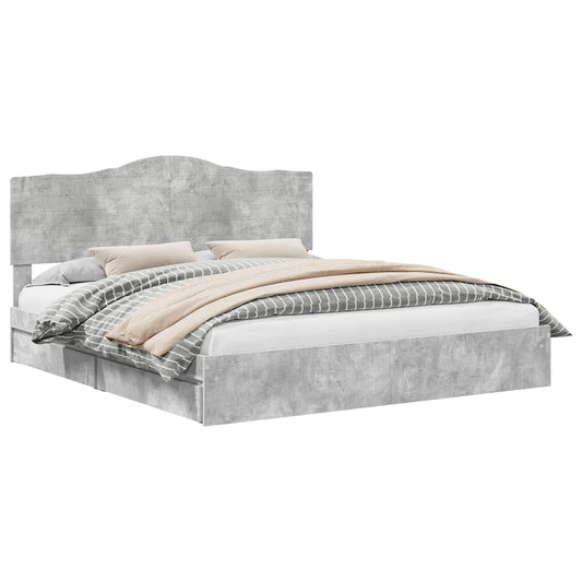 vidaXL Storage Bed Concrete Grey 200 x 200 cm Engineered Wood