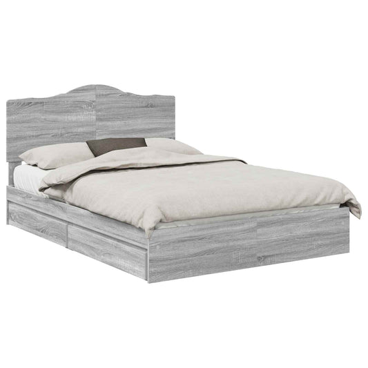 vidaXL Storage Bed Grey Sonoma 150 x 200 cm Engineered Wood