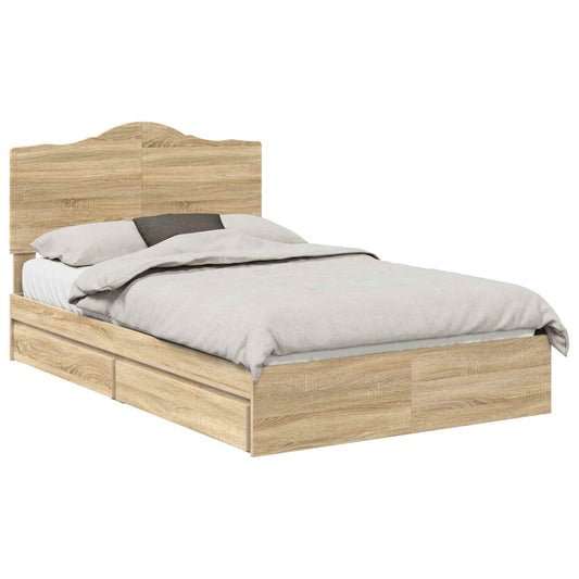 vidaXL Storage Bed with Drawer Sonoma Oak 135 x 190 cm Engineered Wood