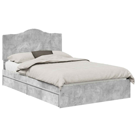 vidaXL Storage Bed Concrete Grey 135 x 190 cm Engineered Wood