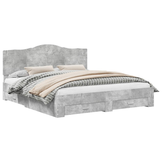 vidaXL Bed Frame Concrete Grey 180 x 200 cm Engineered Wood
