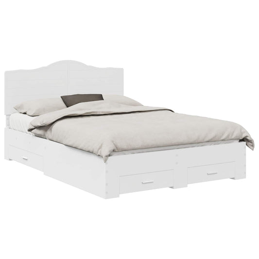 vidaXL Bed Frame with Headboard White 160 x 200 cm Engineered Wood