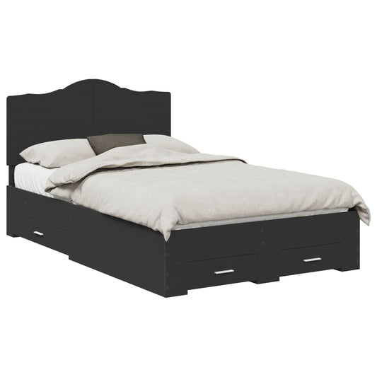 vidaXL Bed Frame with Headboard Black 120 x 190 cm Engineered Wood