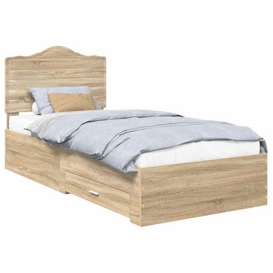vidaXL Bed Frame with Headboard Sonoma Oak 70 x 190 cm Engineered Wood