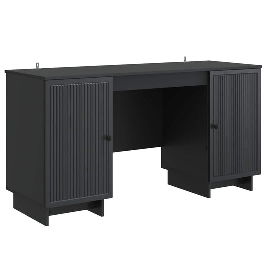vidaXL Desk Black Engineered Wood 142.5 x 50 x 75 cm