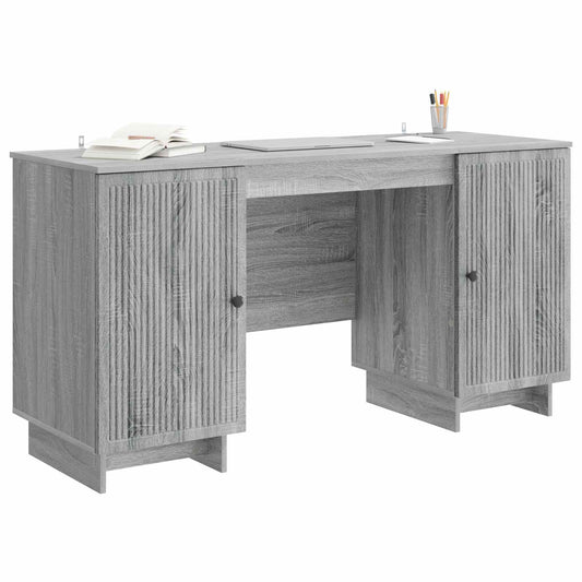 vidaXL Desk Grey Sonoma Engineered Wood 142.5 x 50 x 75 cm