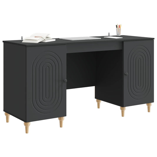 vidaXL Desk with Shelf Black 142.5 x 50 x 75 cm Engineered Wood