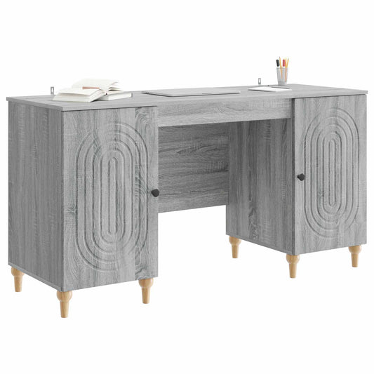 vidaXL Desk with Shelf Grey Sonoma 142.5 x 50 x 75 cm Engineered Wood