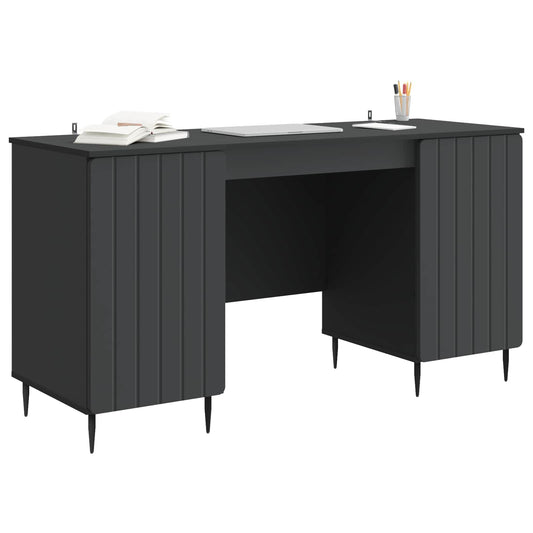 vidaXL Desk with Shelf Black 142.5 x 50 x 75 cm Engineered Wood