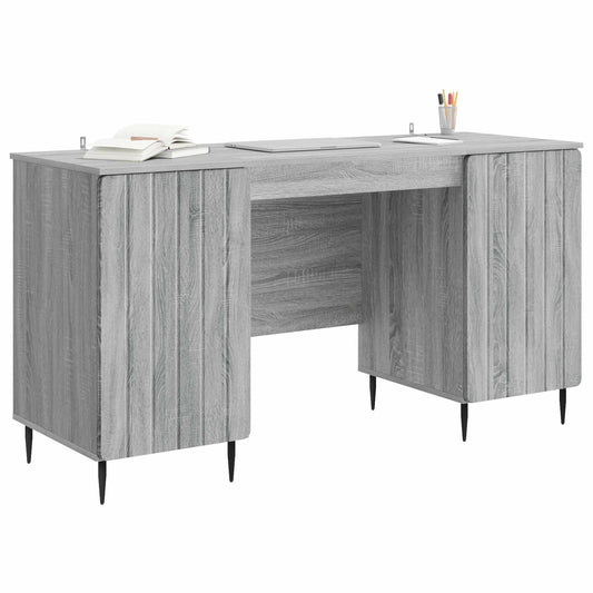 vidaXL Desk with Shelf Grey Sonoma 142.5 x 50 x 75 cm Engineered Wood