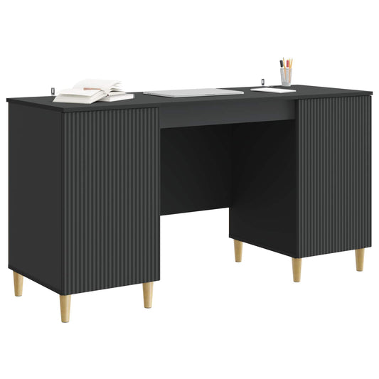 vidaXL Desk with Shelf Black 142.5 x 50 x 75 cm Engineered Wood
