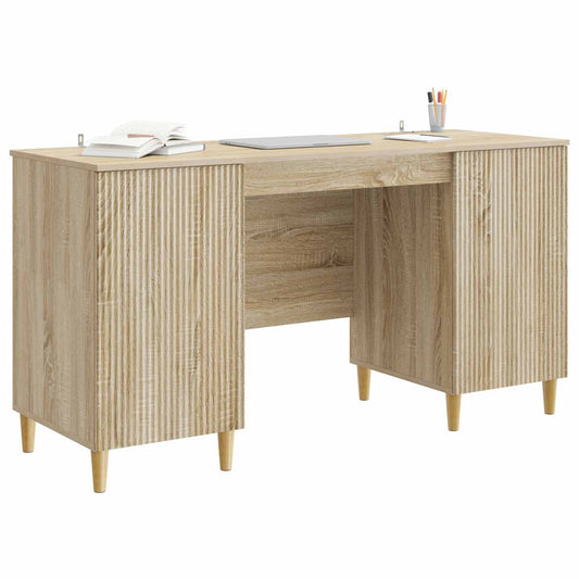 vidaXL Desk with Shelf Sonoma Oak 142.5 x 50 x 75 cm Engineered Wood