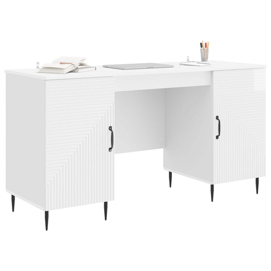 vidaXL Desk High Gloss White 142.5 x 50 x 75 cm Engineered Wood