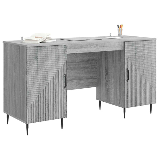 vidaXL Desk with Shelf Grey Sonoma 142.5 x 50 x 75 cm Engineered Wood