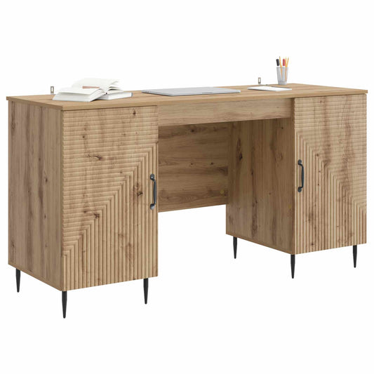 vidaXL Desk with Shelf Artisan Oak 142.5 x 50 x 75 cm Engineered Wood